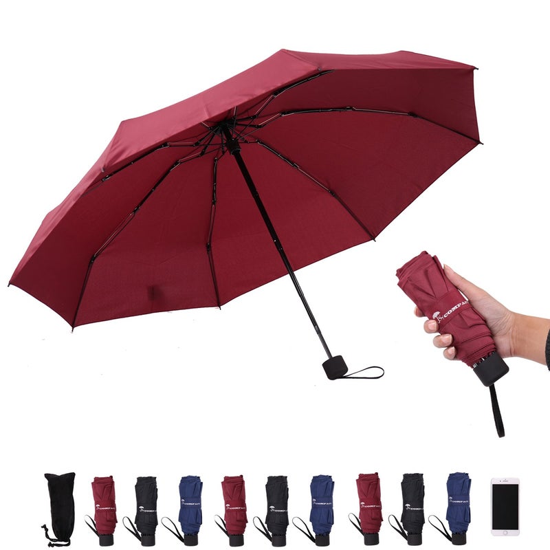 SY COMPACT Travel Umbrella - Lightweight Portable Mini Compact Umbrellas Travel Essentials(red) - Image 1